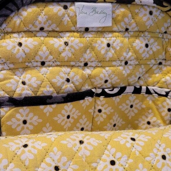 Vera Bradley Yellow and Black Paisley Print backpack with multiple pockets - Picture 4 of 6